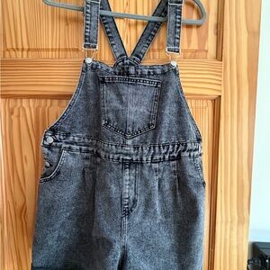 Women’s Black Washed Denim Overalls